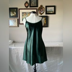 💚 dark green satin slip dress 💚